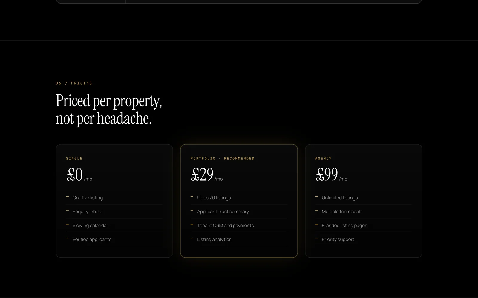 Moveasy landlord pricing tiers